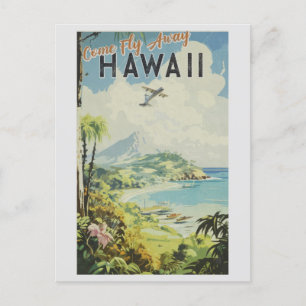 Reise in die Vintage-Hawaii-Insel im Retro-Stil Postkarte