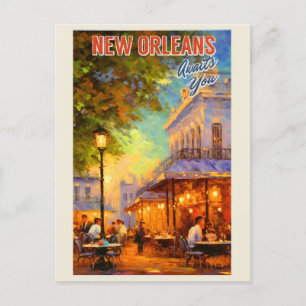 Reise in ein altes New Orleans Louisiana Café Postkarte