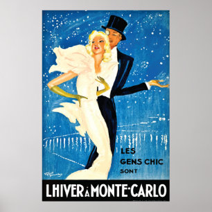 Reise in ein vintage Europäisches Winter in Monte Poster