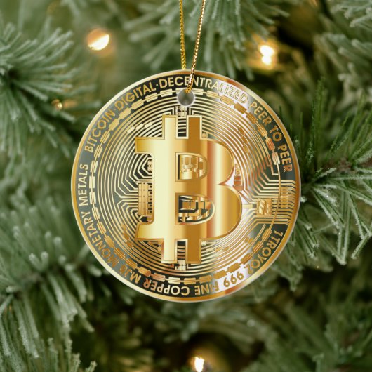 Reise in Kryptowährungs-Chic: Bitcoin Elegance Keramik Ornament (Baum)