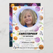 Reise ins Weltraum Einladung zum Geburtstag (Vorne/Hinten)