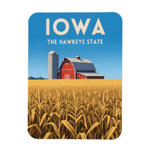 Reise-Iowa im Retro-Stil - Landschaft einer Farm i Magnet