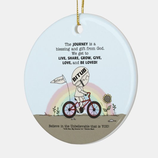 Reise ist ein Geschenk Keramik Ornament (Links)