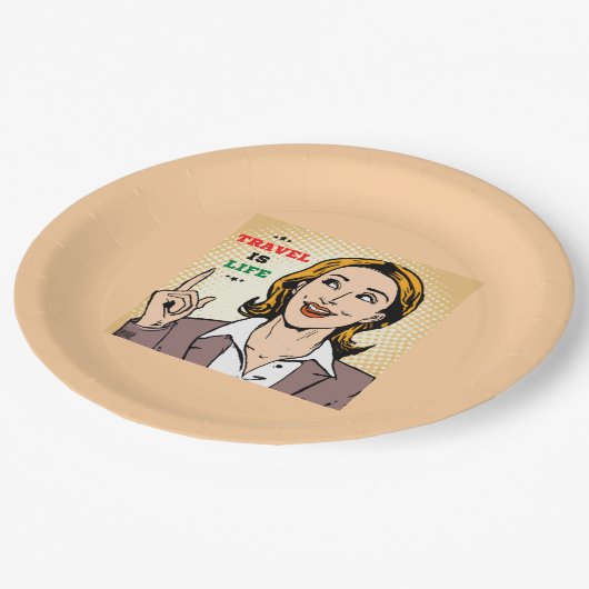 Reise ist Lebenspapierplatte Pappteller (Schrägansicht)