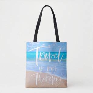 REISE IST MEIN THERAPIEQUAT White Typografy Beach Tasche