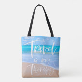 REISE IST MEIN THERAPIEQUAT White Typografy Beach Tasche (Rückseite)