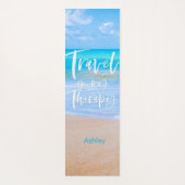 REISE IST MEINE THERAPIE White Quote Name Strand Yogamatte (Rückseite)