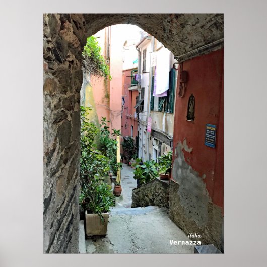 Reise- | Italien - Straßen Cinque Terre Vernazza Poster (Vorne)