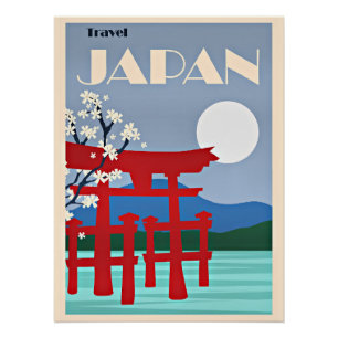Reise Japan, Vintage-Illustration, Poster