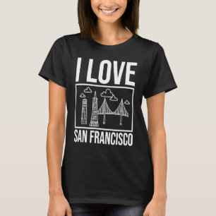Reise Karte Stadt Skyline San Francisco Kalifornie T-Shirt