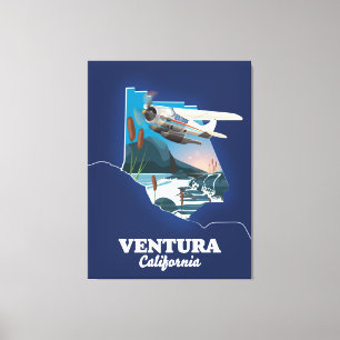 Reise Karte Ventura Kalifornien Leinwanddruck