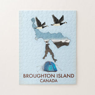 Reise Karte von Broughton-Insel Kanada Puzzle