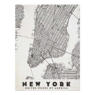 Reise Karte von New York City im Vintage Stil Poster