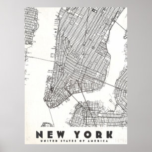 Reise Karte von New York City im Vintage Stil Poster