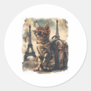 Reise-Katze Runder Aufkleber