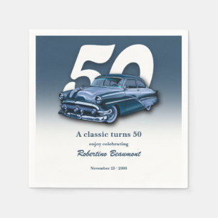 Reise Klassisch Blaues Auto wird 50 Jahre alt Serviette