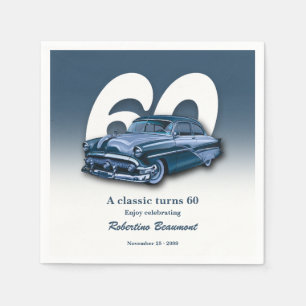 Reise Klassisch Blaues Auto wird 60. Geburtstag Serviette
