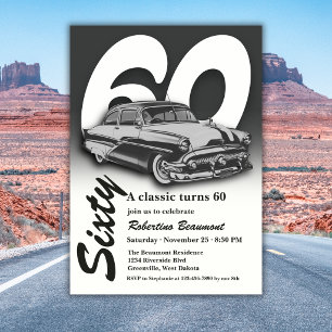 Reise Klassisch Graues Auto wird 60 Jahre alt Einladung