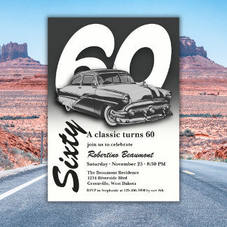 Reise Klassisch Graues Auto wird 60 Jahre alt Einladung