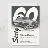 Reise Klassisch Graues Auto wird 60 Jahre alt Einladung (Vorderseite)