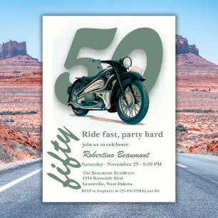 Reise Klassische Motorradfahrt Schnell 50. Geburts Einladung