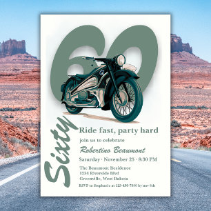 Reise Klassische Motorradfahrt Schnell 60. Geburts Einladung