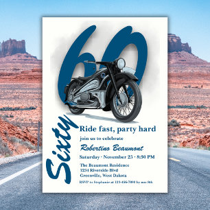Reise Klassische Motorradfahrt Schnell 60. Geburts Einladung