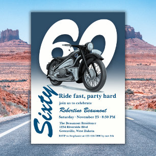 Reise Klassische Motorradfahrt Schnell 60. Geburts Einladung
