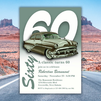 Reise Klassisches Grünes Auto wird 60 Jahre alt Einladung