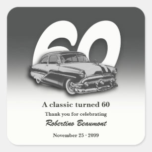Reise Klassisches Grünes Auto wird 60 Jahre alt Quadratischer Aufkleber