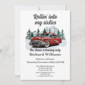 Reise Klassisches Retro-Auto Rollende 60. Geburtst Einladung (Vorderseite)