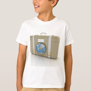 Reise-Kofferuhr Weltkarte im Vintage-Stil T-Shirt