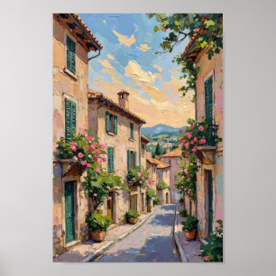 Reise-Kunst im Stil eines französischen Dorfes aus Poster