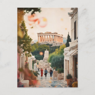 Reise Kunst im Vintage-Stil Athen Griechenland Postkarte