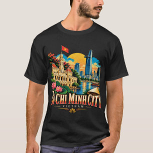 Reise-Kunst im Vintage-Stil für Ho-Chi-Minh-Stadt T-Shirt