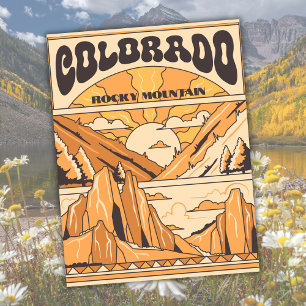 Reise-Kunst im Vintage-Stil Rocky Mountains Colora Postkarte