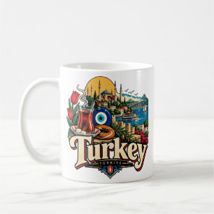 Reise-Kunst-Landmarke Türkei im Vintage-Stil Kaffeetasse
