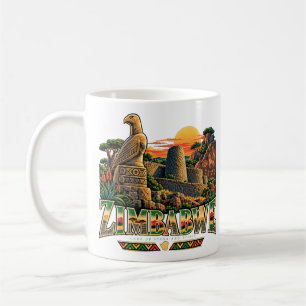 Reise-Kunst-Landschaftsmarke Simbabwe im Vintage-S Kaffeetasse