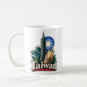 Reise-Kunst-Landschaftsmarke Taiwan im Vintage-Sti Kaffeetasse