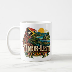 Reise-Kunst-Landschaftsmarke Timor-Leste im Vintag Kaffeetasse