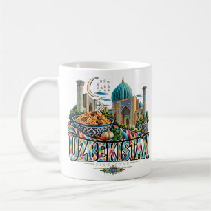Reise-Kunst-Landschaftsmarke Usbekistan im Vintage Kaffeetasse