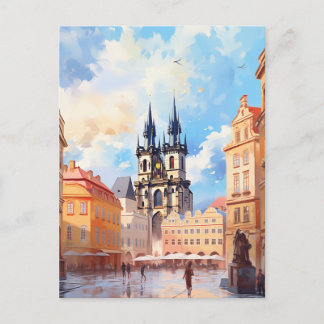 Reise Kunst Prag Altstädter Ring Teyn Kirche Postkarte