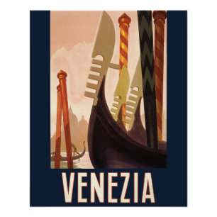 Reise-Kunst Venezia Venedig Italien Venedig Gondel Poster