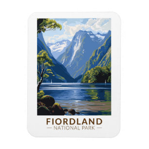 Reise Kunst Vintage Fiordland Nationalpark Magnet