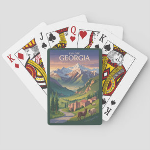 Reise Kunst Vintage Georgien Kaukasus Berge Spielkarten