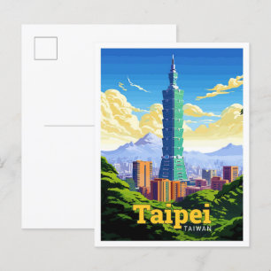 Reise Kunst Vintage Illustration Taipei Taiwan Postkarte