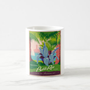 Reise-Kunstillustration aus Puerto Rico im Vintage Kaffeetasse