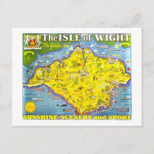 Reise-Landkarte der Isle of Wight im Vintage-Stil Postkarte