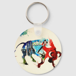 Reise-LiebeWatercolor Spaniens Stier Vintager Schlüsselanhänger
