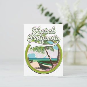 Reise Logo Französisch-Polynesien. Einladungspostkarte